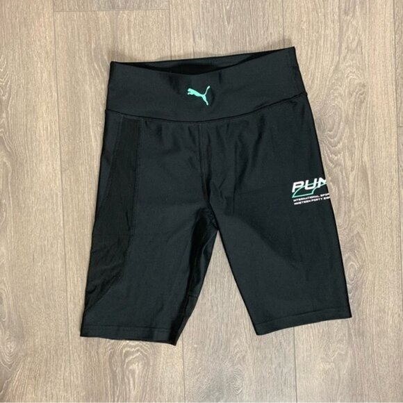 Puma Evide Biker Shorts High Rise Waist Mesh Mid Thigh Length Black Size XS - Picture 4 of 14